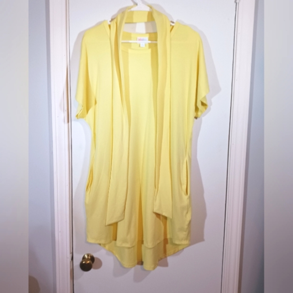 LuLuRoe Yellow High-Low Dress or Tunic Top With Pockets and Tie Belt